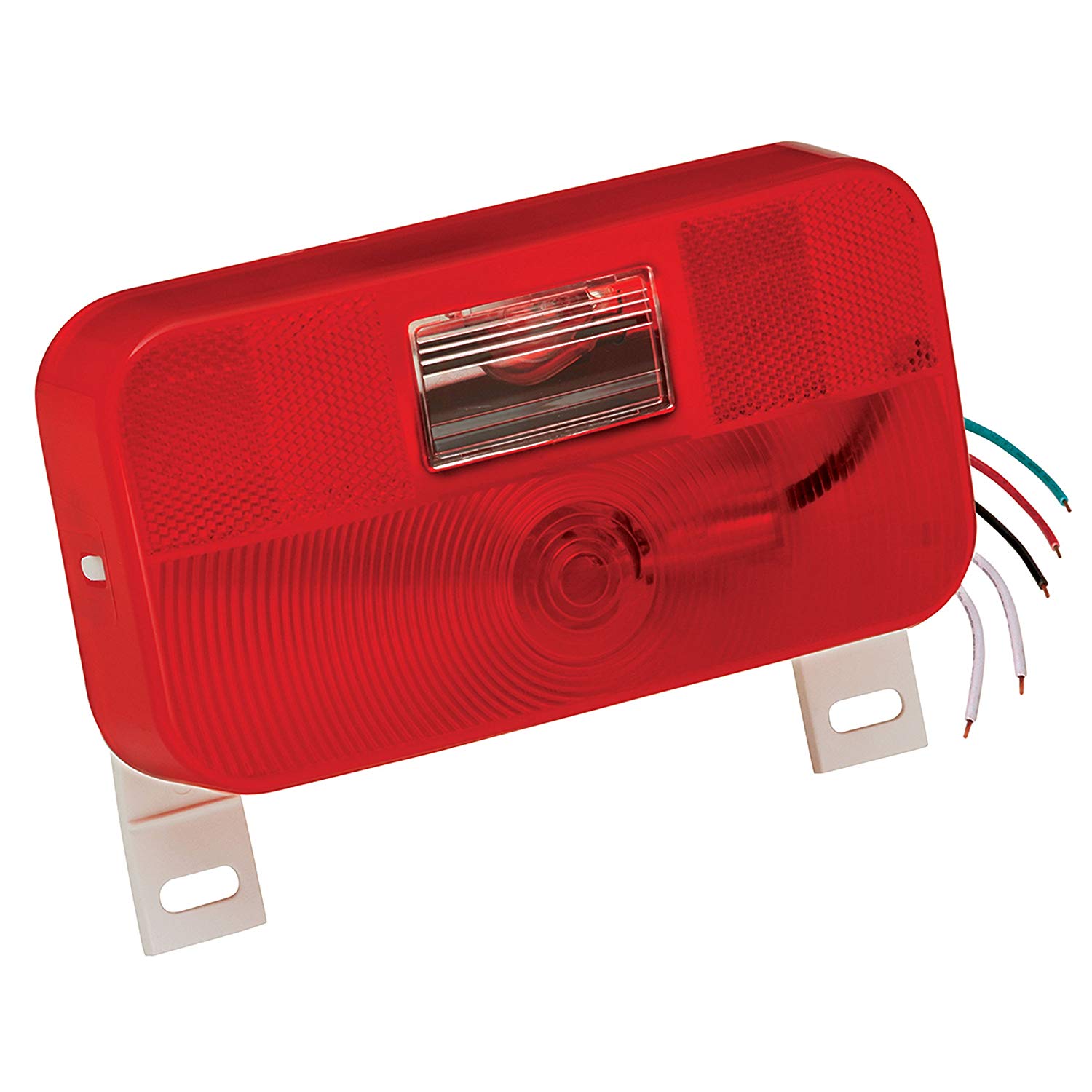 Bargman 34-92-004 92 Series Red Surface Mount Tail Light with Backup and License Plate Lights - White Base